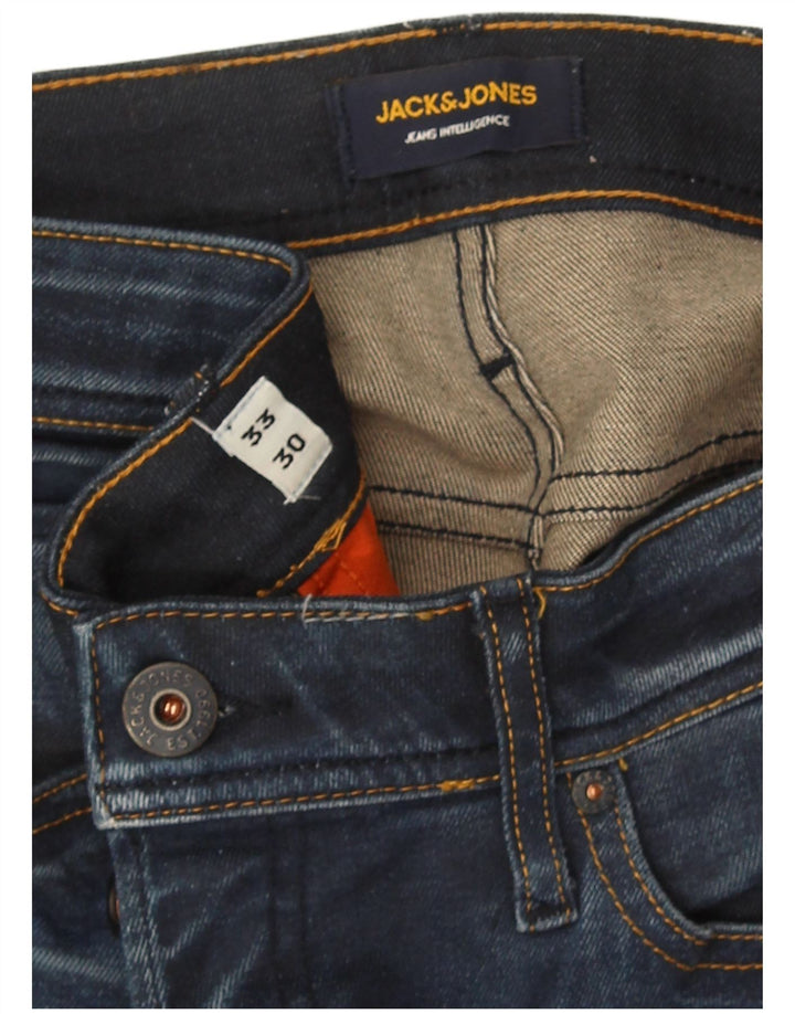 Jack & Jones Mens Tim Slim Straight Jeans W33 L30 Navy Blue
