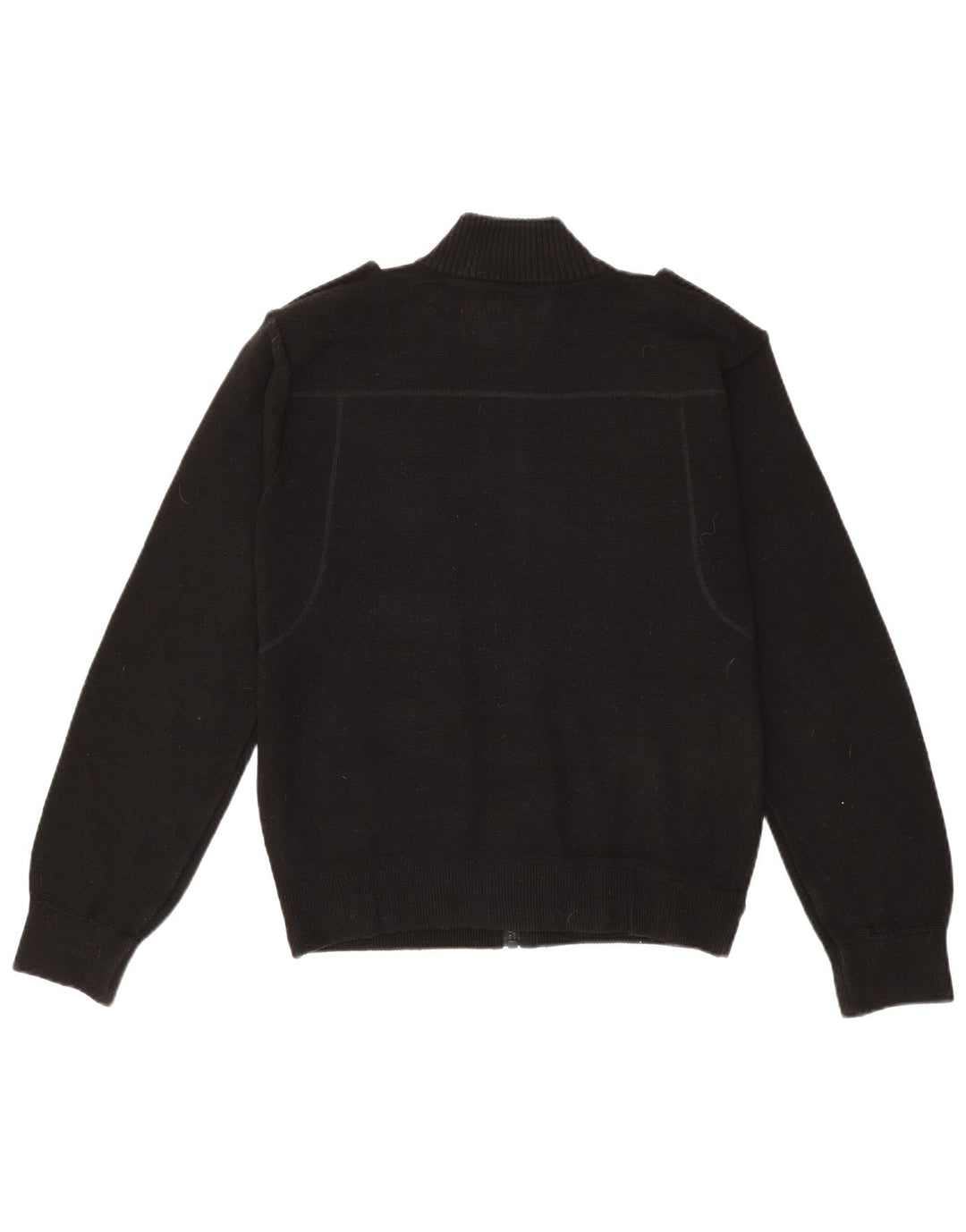 Zara Mens Military Cardigan Sweater Large Black Acrylic