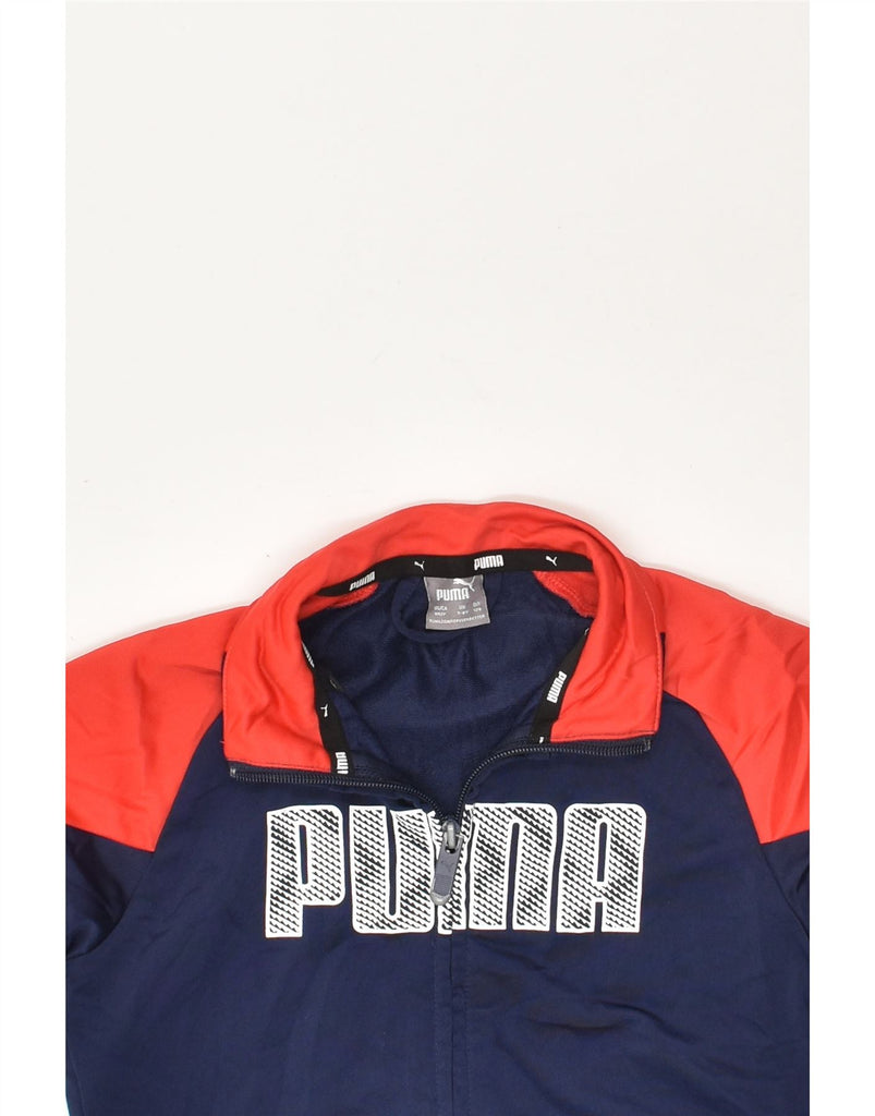 PUMA Boys Graphic Tracksuit Top Jacket 7-8 Years Navy Blue Polyester | Vintage Puma | Thrift | Second-Hand Puma | Used Clothing | Messina Hembry 