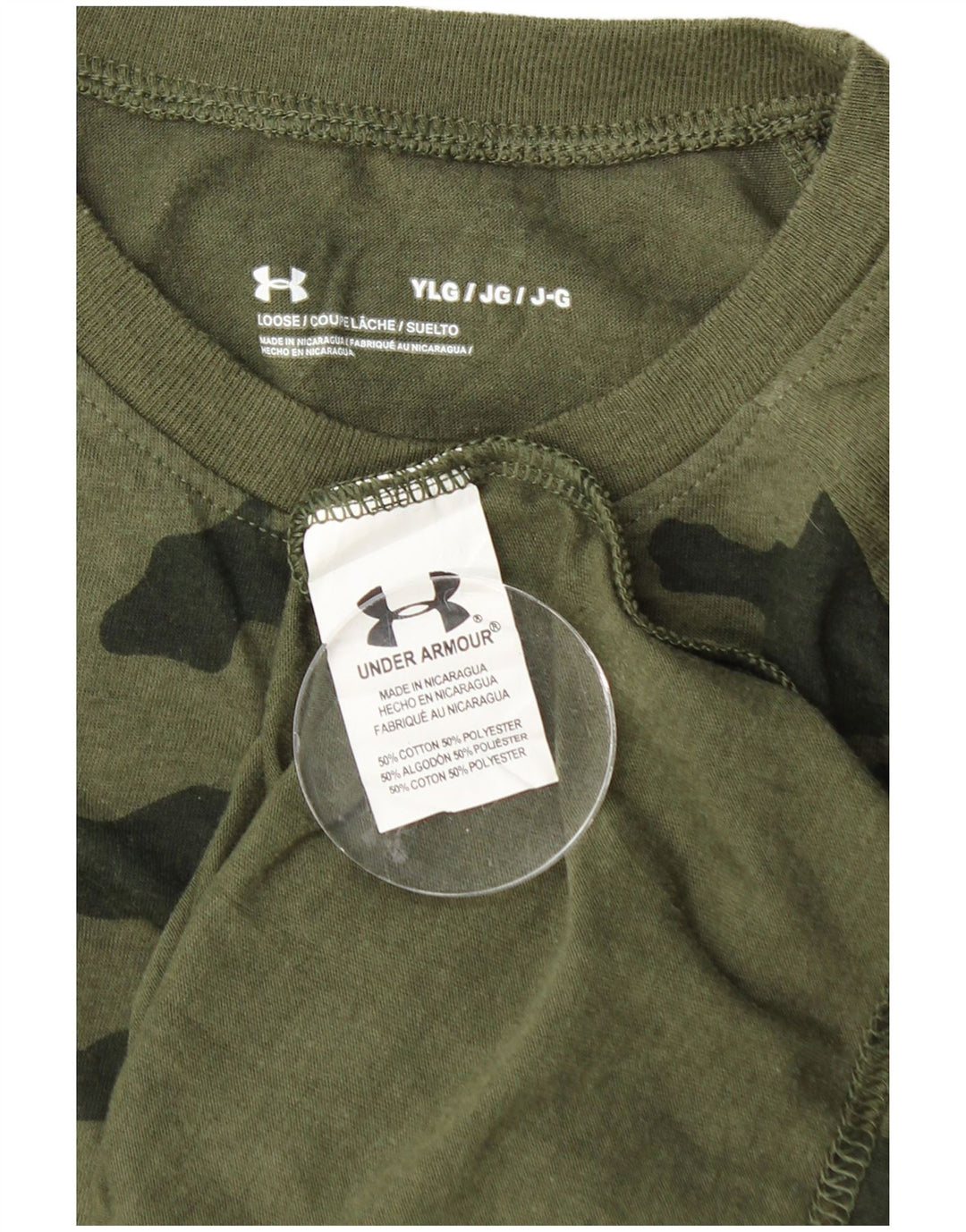 UNDER ARMOUR Boys Top Long Sleeve 11-12 Years Large Green Camouflage