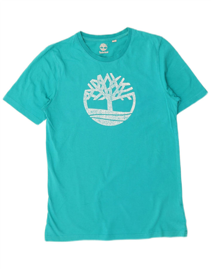 TIMBERLAND Mens Graphic T-Shirt Top Medium Blue Cotton