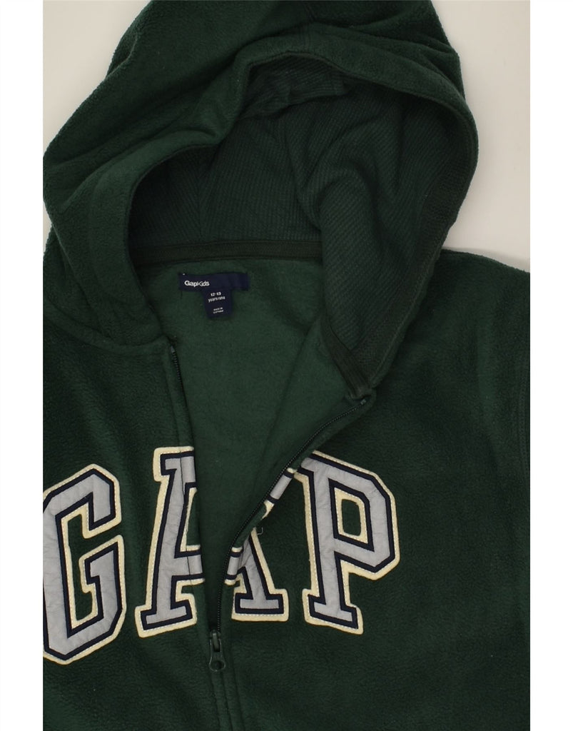 GAP Boys Graphic Hooded Fleece Jacket 12-13 Years Green Polyester | Vintage Gap | Thrift | Second-Hand Gap | Used Clothing | Messina Hembry 