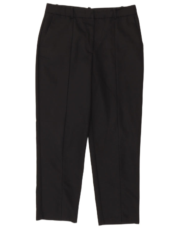 Zara Womens High Waist Tapered Chino Trousers Large W30 L27 Black Cotton