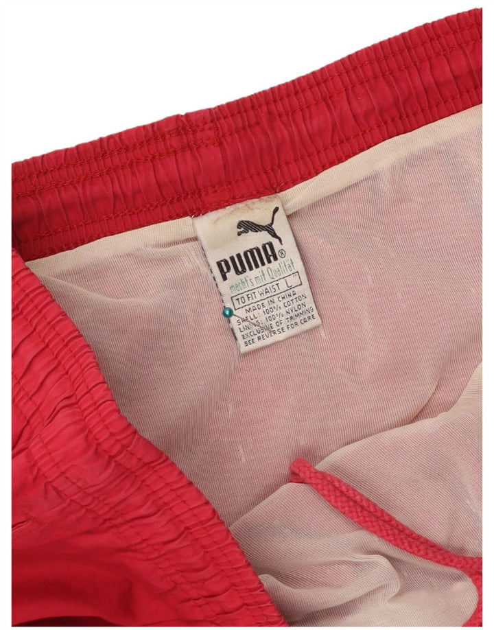 Puma Mens Sport Shorts Large Red Geometric Cotton