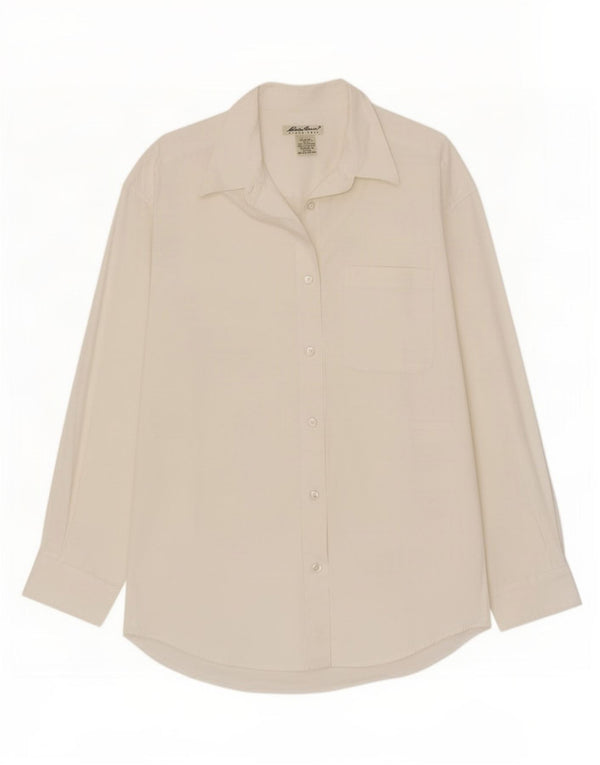 Eddie Bauer Womens Loose Fit Shirt UK 14 Medium Off White Cotton
