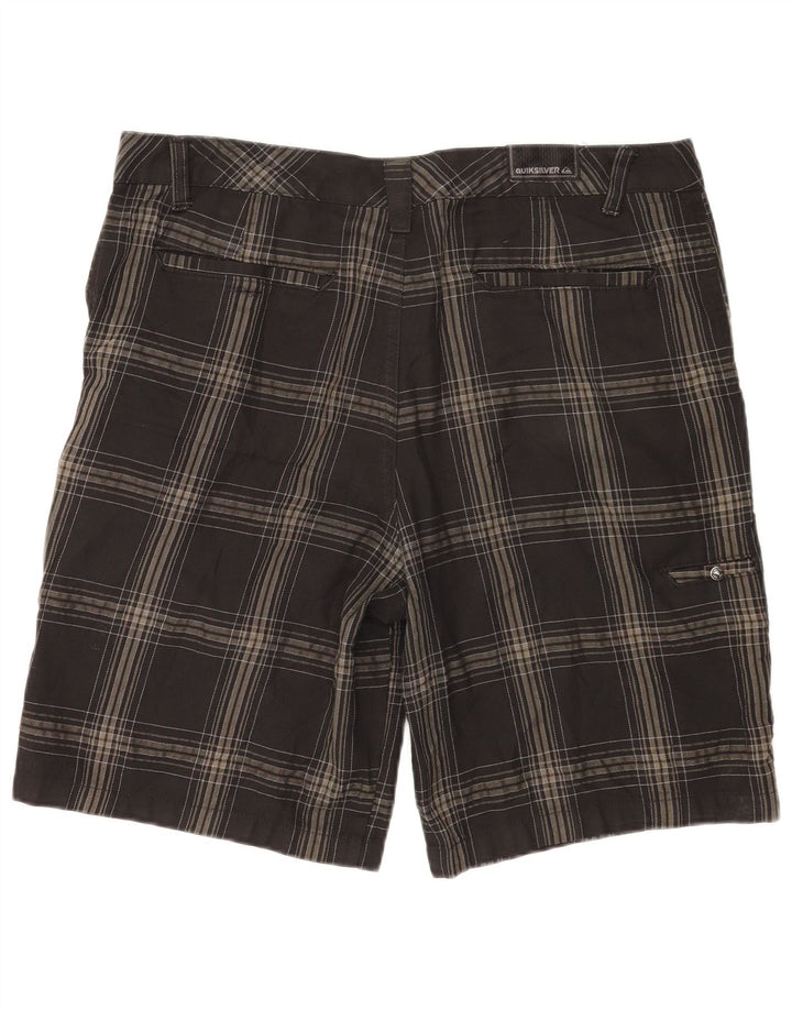 Quiksilver Mens Chino Shorts W36 Large Grey Check Polyester
