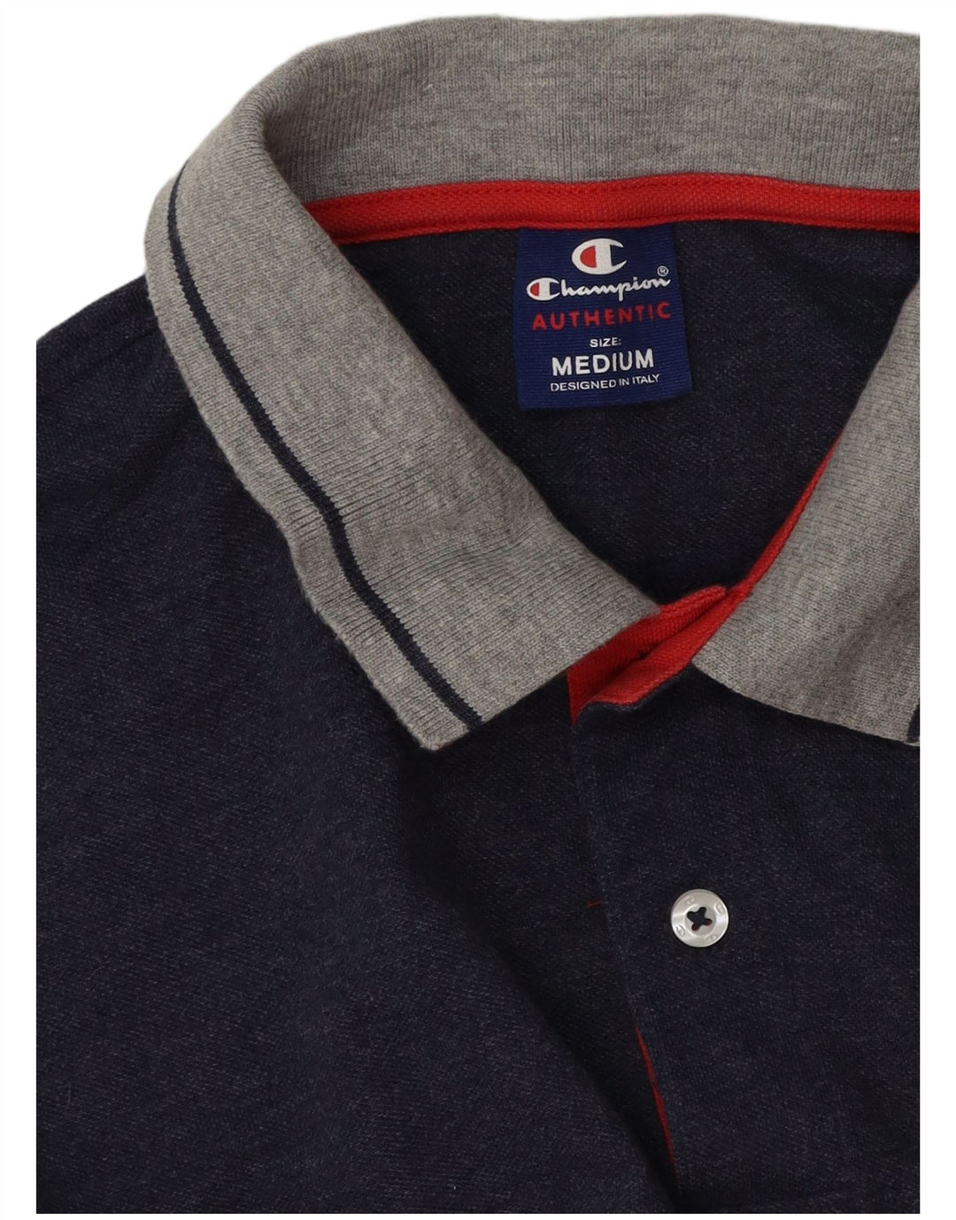 Champion Mens Long Sleeve Rugby Polo Shirt Medium Navy Blue