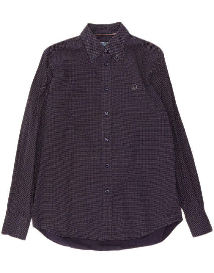HARMONT & BLAINE Mens Shirt Medium Navy Blue Spotted Cotton