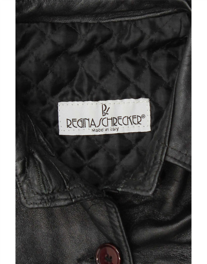 Regina Schrecker Womens Leather Jacket UK 10 Small Black
