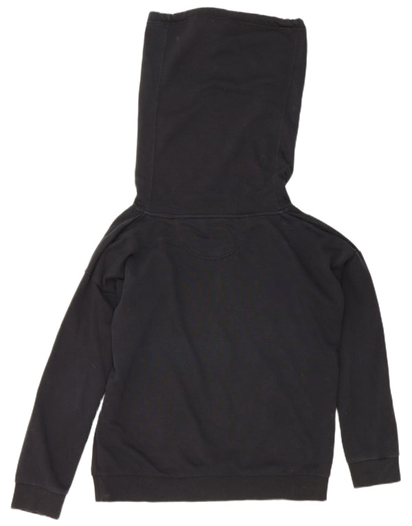 Adidas Womens Graphic Roll Neck Hoodie Jumper UK 12/14 Medium Black Cotton