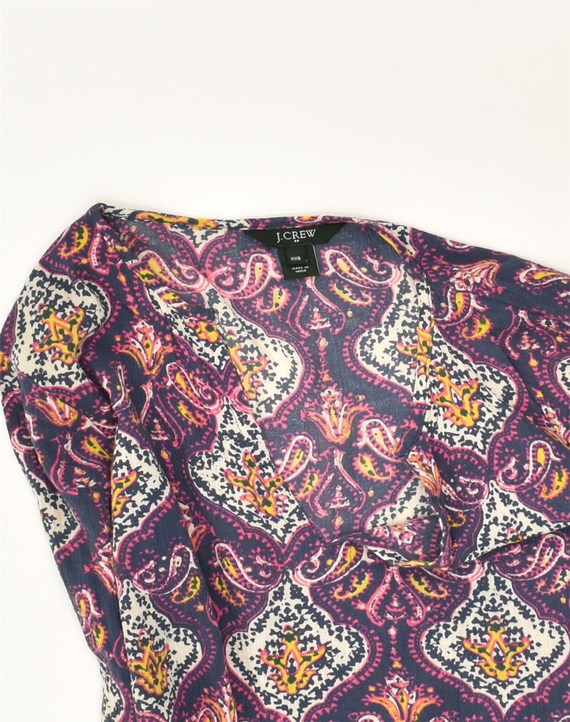 J. CREW Womens Loose Fit 3/4 Sleeve A-Line Dress US 00 2XS Purple Paisley | Vintage J. Crew | Thrift | Second-Hand J. Crew | Used Clothing | Messina Hembry 