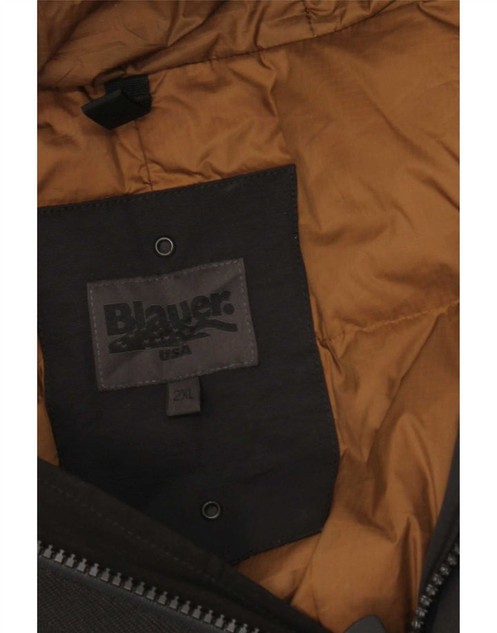 Blauer Mens Hooded Padded Coat UK 44 2XL Black Polyester