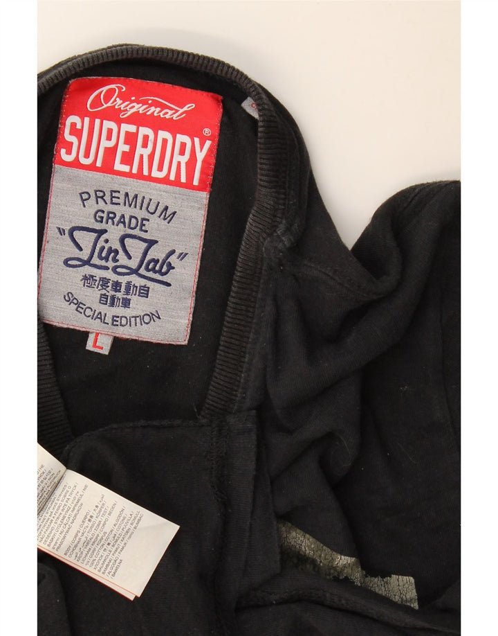 Superdry Mens Graphic T-Shirt Top Large Black Cotton