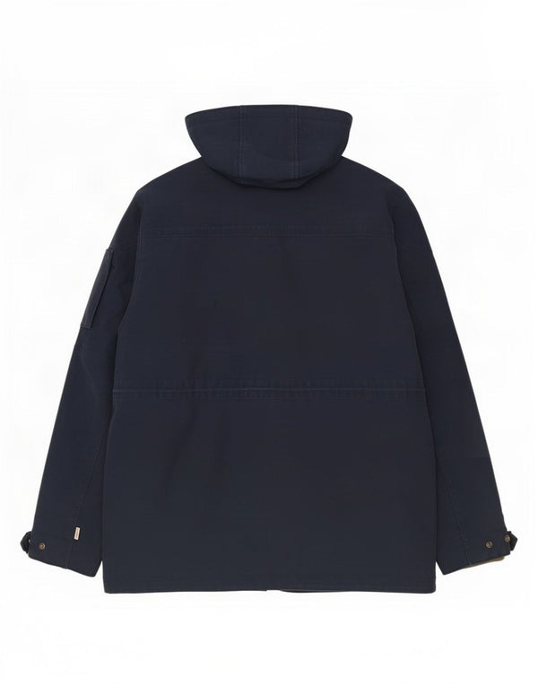 Timberland Mens Hooded Utility Jacket UK 44 2XL Navy Blue Cotton
