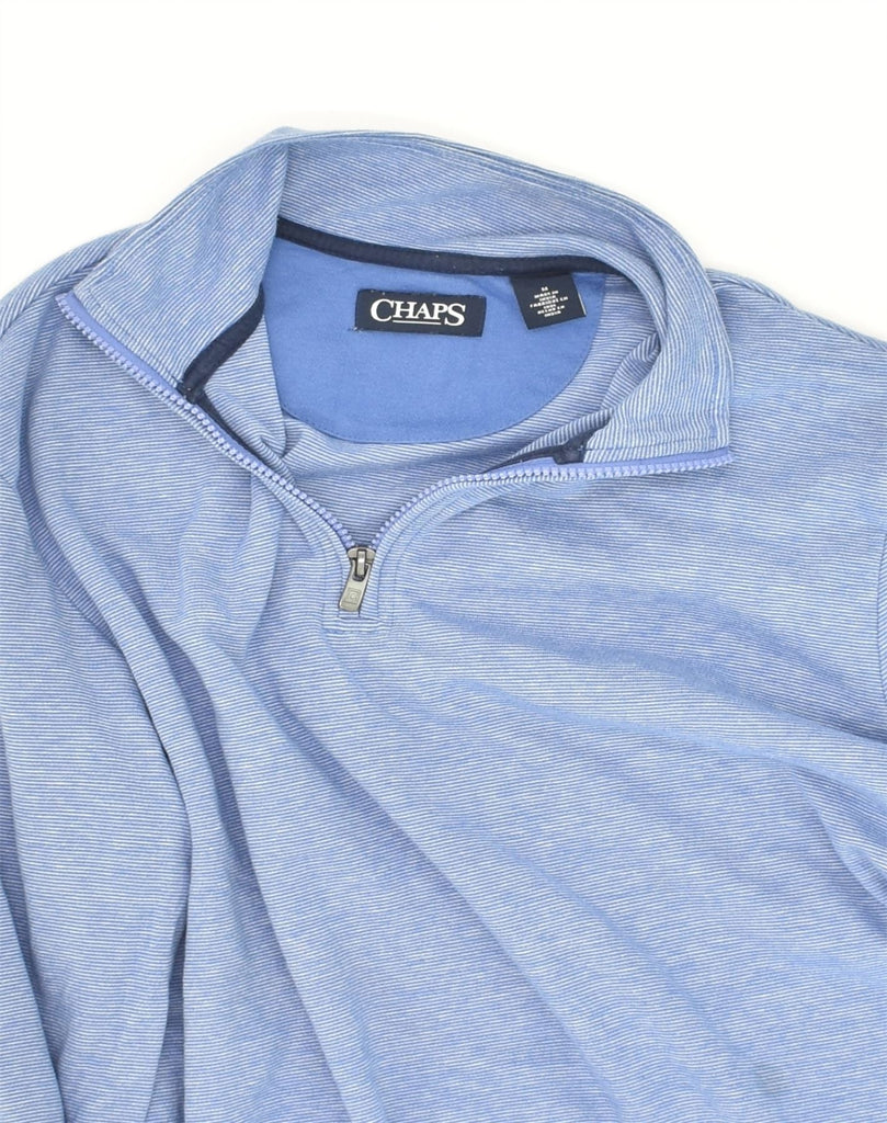 CHAPS Mens Zip Neck Sweatshirt Jumper Medium Blue Cotton | Vintage Chaps | Thrift | Second-Hand Chaps | Used Clothing | Messina Hembry 
