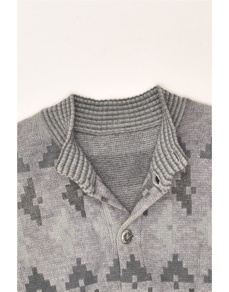 VINTAGE Mens Cardigan Sweater Large Grey Geometric | Vintage Vintage | Thrift | Second-Hand Vintage | Used Clothing | Messina Hembry 