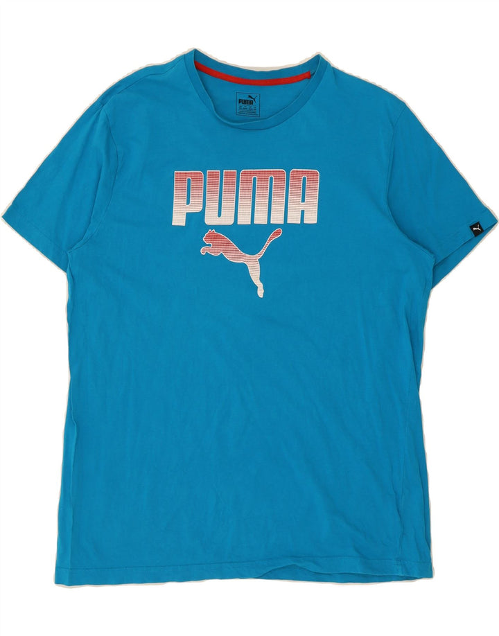 PUMA Mens Graphic T-Shirt Top 2XL Blue Cotton Vintage Puma and Second-Hand Puma from Messina Hembry 