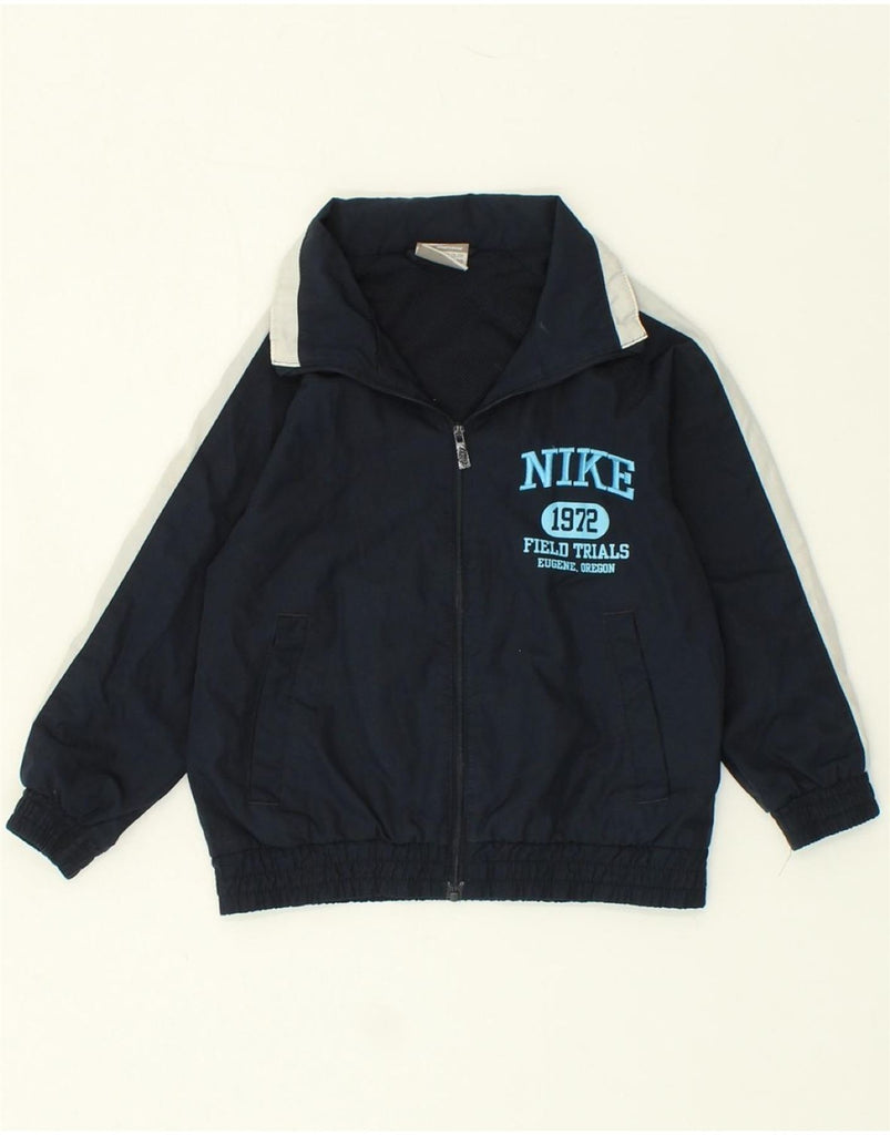 NIKE Boys Graphic Tracksuit Top Jacket 4-5 Years Small Navy Blue Vintage Nike and Second-Hand Nike from Messina Hembry 