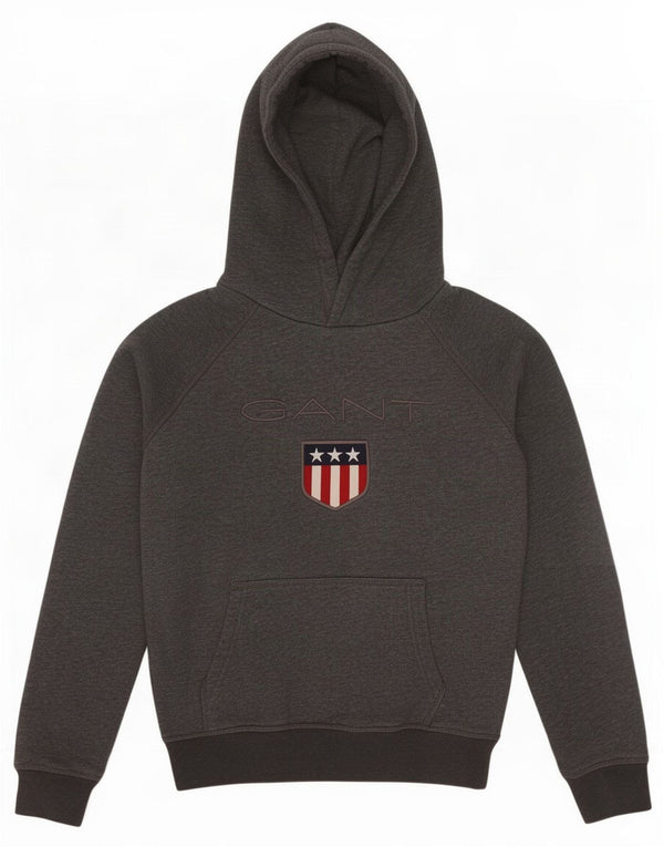 Gant Boys Hoodie Jumper 11-12 Years Grey Cotton