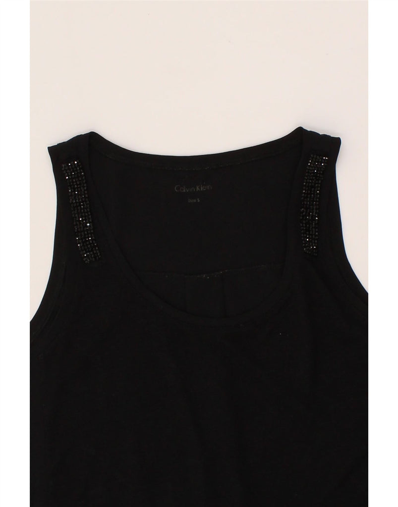 CALVIN KLEIN Womens Vest Top UK 10 Small Black Polyester Vintage Calvin Klein and Second-Hand Calvin Klein from Messina Hembry 