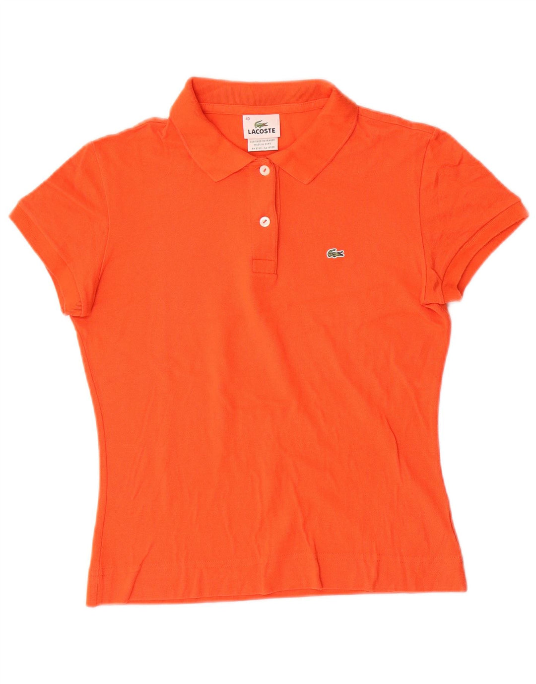 Lacoste Womens Polo Shirt Size 40 Medium Orange Cotton