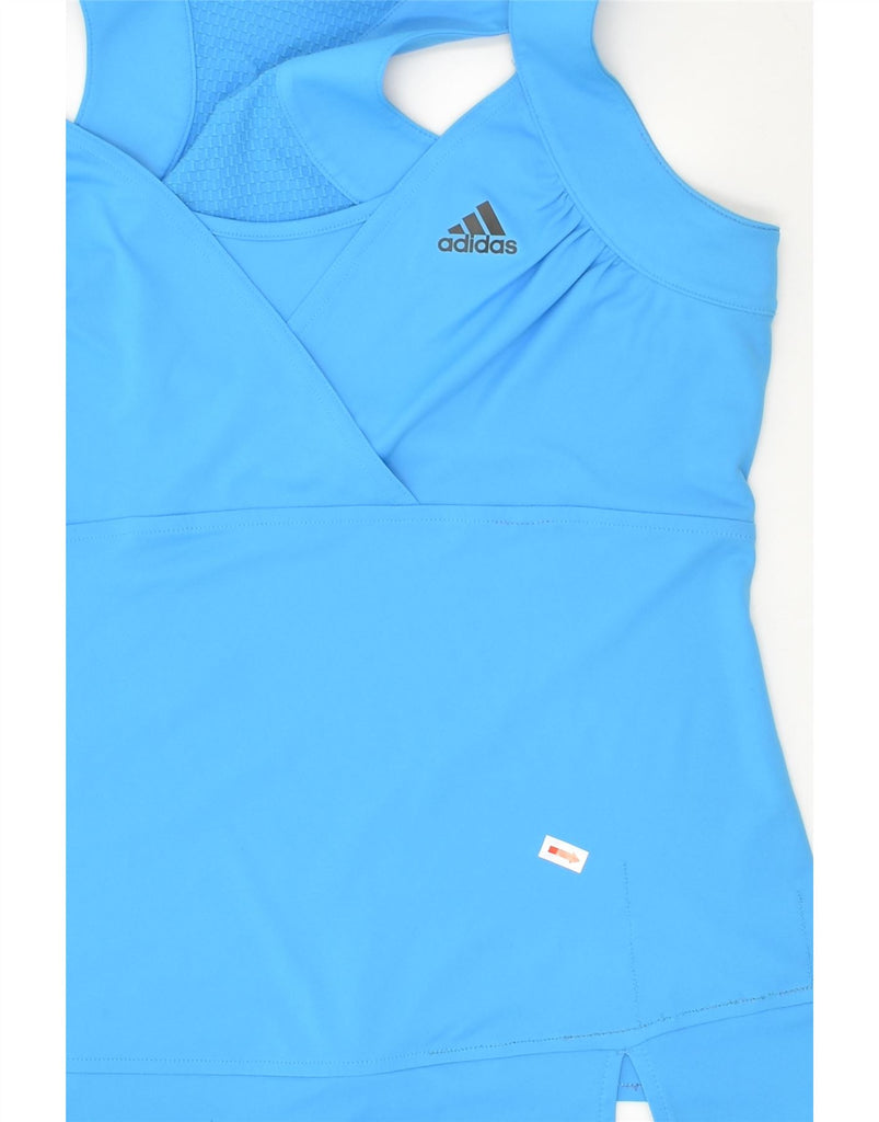 ADIDAS Womens Vest Top UK 16 Large Blue Polyester | Vintage Adidas | Thrift | Second-Hand Adidas | Used Clothing | Messina Hembry 