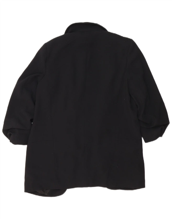 ZARA Womens 3/4 Sleeve Open Blazer Jacket UK 14 Medium Black Polyester