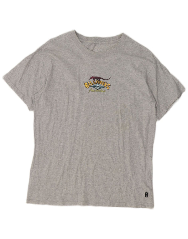 Billabong Mens Graphic T-Shirt Top Medium Grey Flecked Cotton