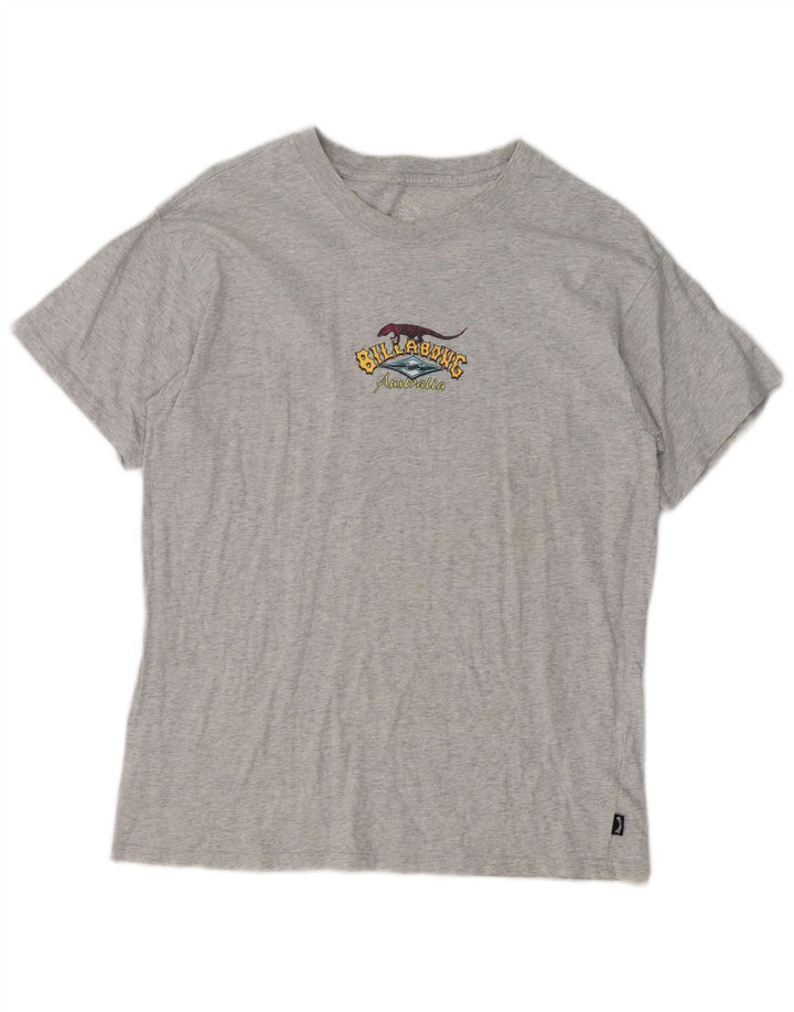 Billabong Mens Graphic T-Shirt Top Medium Grey Flecked Cotton