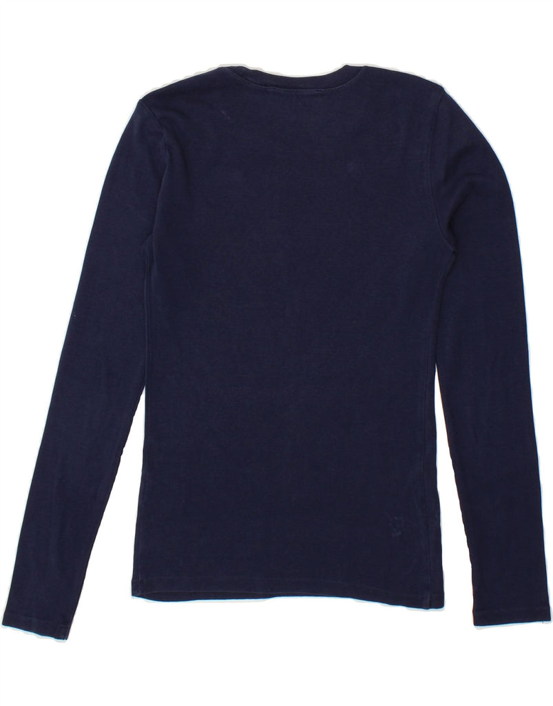 RALPH LAUREN Womens Top Long Sleeve UK 10 Small Navy Blue Cotton | Vintage Ralph Lauren | Thrift | Second-Hand Ralph Lauren | Used Clothing | Messina Hembry 
