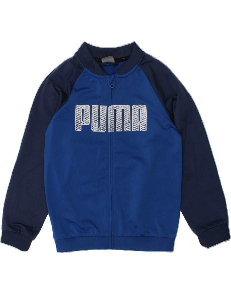 PUMA Boys Graphic Tracksuit Top Jacket 3-4 Years Blue Colourblock | Vintage Puma | Thrift | Second-Hand Puma | Used Clothing | Messina Hembry 