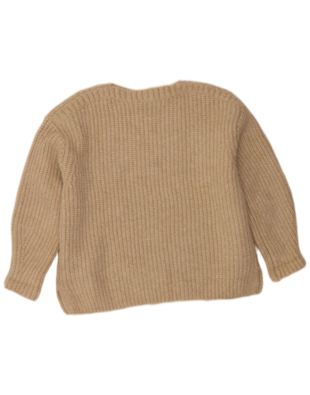 Zara Womens Oversized Boat Neck Jumper Sweater UK 6 XS Beige Polyester