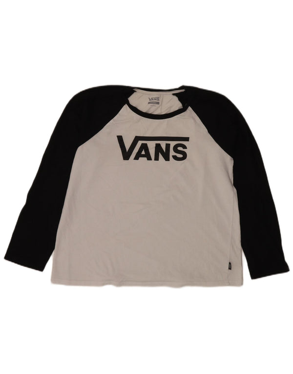 Vans Womens Graphic Top Long Sleeve UK 18 XL White Colourblock