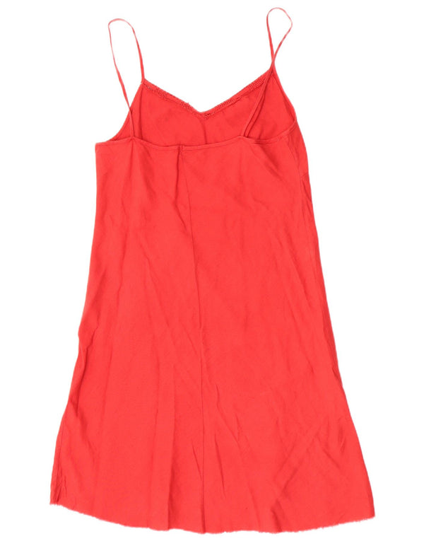 Vintage Womens Slip Dress UK 12 Medium Red Linen