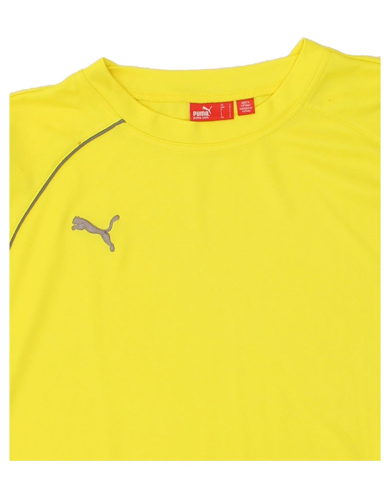 PUMA Mens T-Shirt Top Large Yellow | Vintage Puma | Thrift | Second-Hand Puma | Used Clothing | Messina Hembry 