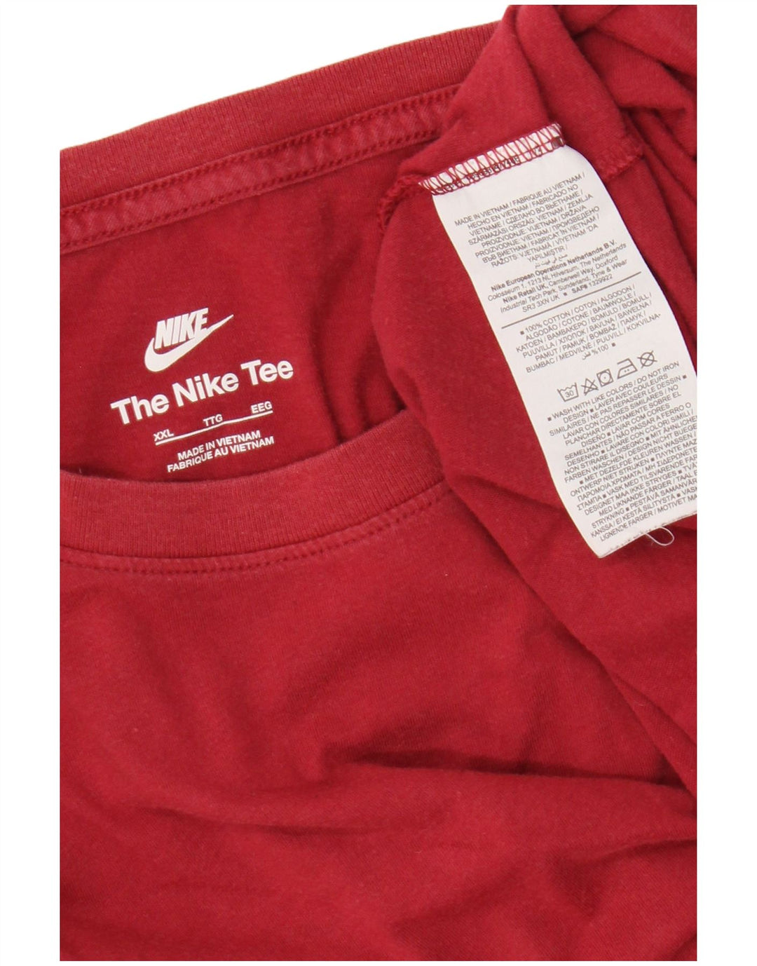 Nike Mens T-Shirt Top 2XL Burgundy Cotton