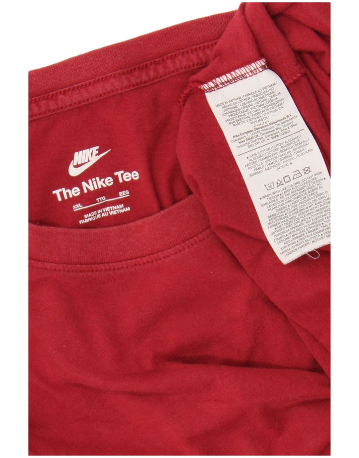 Nike Mens T-Shirt Top 2XL Burgundy Cotton