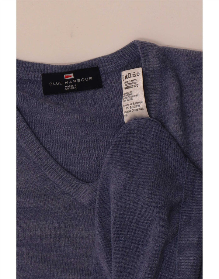 Marks & Spencer Mens Blue Harbour V-Neck Jumper Sweater Medium Blue Flecked