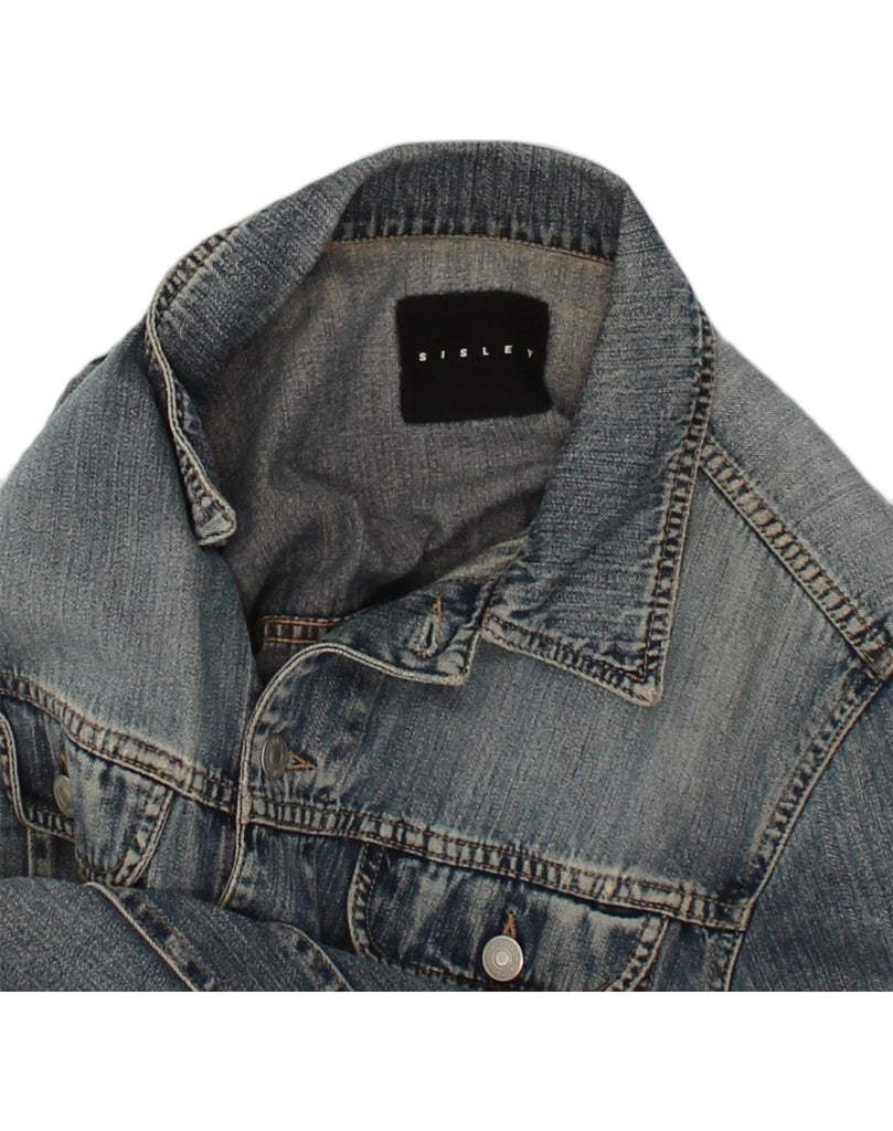 SISLEY Mens Denim Jacket UK 38 Medium Blue Cotton | Vintage Sisley | Thrift | Second-Hand Sisley | Used Clothing | Messina Hembry 