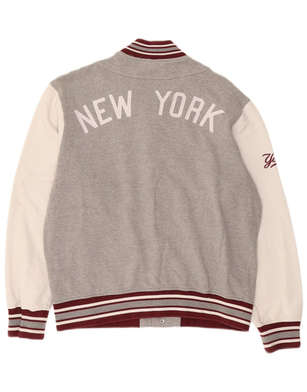 Majestic Mens New York Yankees Varsity Jacket UK 38 Medium Grey Colourblock