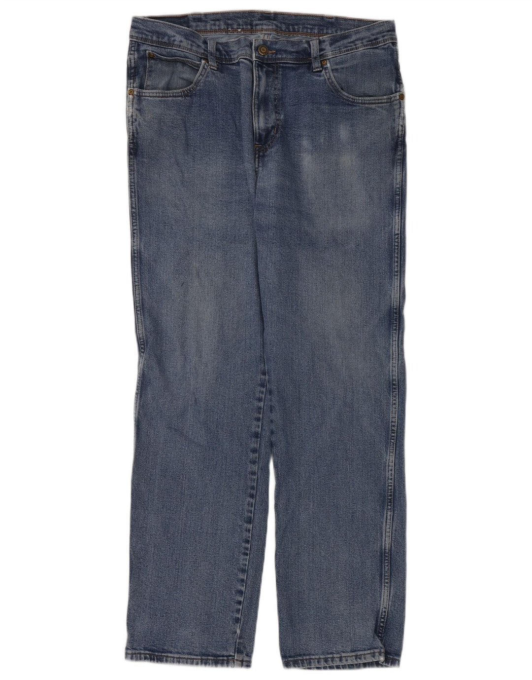 Wrangler Mens Regular Straight Jeans W36 L32 Blue Cotton
