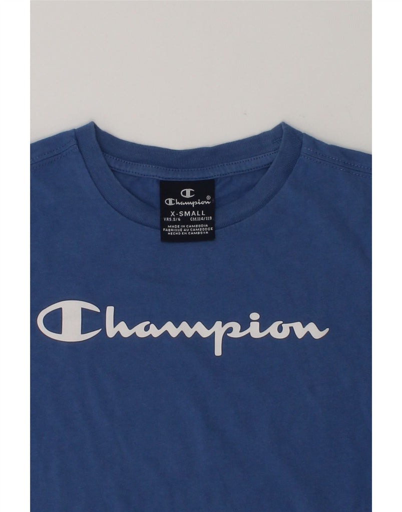 CHAMPION Boys Graphic T-Shirt Top 5-6 Years XS Blue | Vintage Champion | Thrift | Second-Hand Champion | Used Clothing | Messina Hembry 