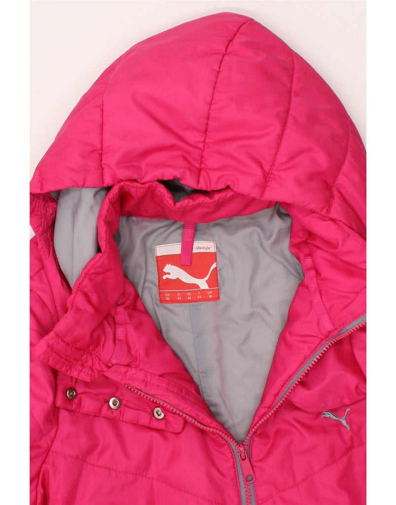 PUMA Womens Hooded Padded Jacket UK 16 Large Pink Vintage Puma and Second-Hand Puma from Messina Hembry 