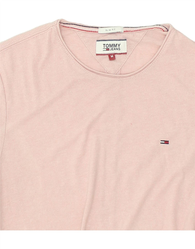 TOMMY HILFIGER Mens Slim Fit T-Shirt Medium Pink Cotton | Vintage Tommy Hilfiger | Thrift | Second-Hand Tommy Hilfiger | Used Clothing | Messina Hembry 