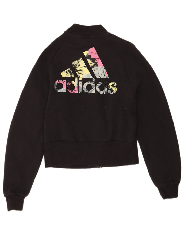 Adidas Womens Graphic Oversized Tracksuit Top Jacket UK 0/2 2XS Black