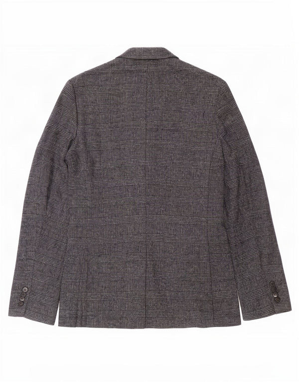 Marks & Spencer Mens 2 Button Blazer Jacket UK 36 Small Navy Blue Check
