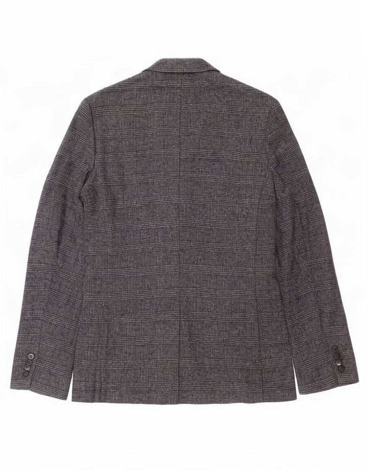 Marks & Spencer Mens 2 Button Blazer Jacket UK 36 Small Navy Blue Check