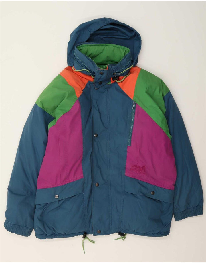 Astrolabio Mens Hooded Padded Jacket UK 38 Medium Green Colourblock