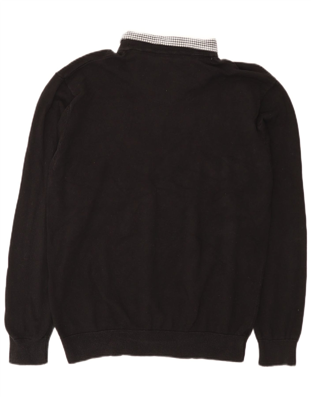 Pierre Cardin Mens V-Neck Jumper Sweater Large Black Cotton