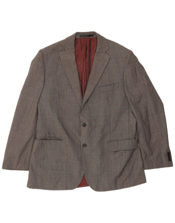 Marks & Spencer Mens 2 Button Blazer Jacket UK 44 XL Grey Herringbone Wool